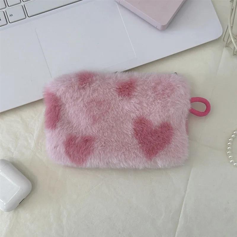 Bolsa pequeña de maquillaje con lazo estampado en rosa y negro para mujer, práctica minicaja para lápiz labial, neceser, bolsa para guardar toallas sanitarias.
