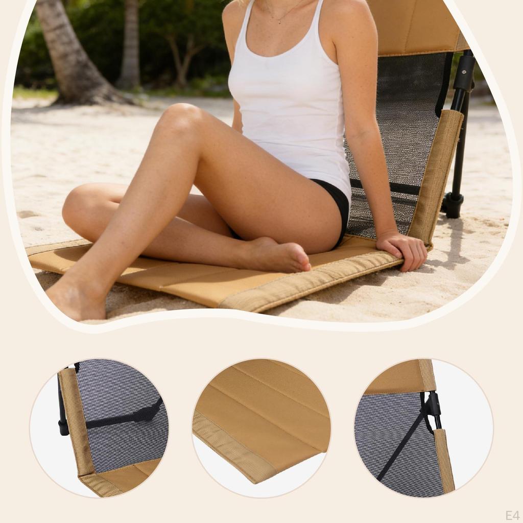 Beach Chair Portable Foldable Lounge Mat Floor with Backrest Outdoor Reclining Support Adults