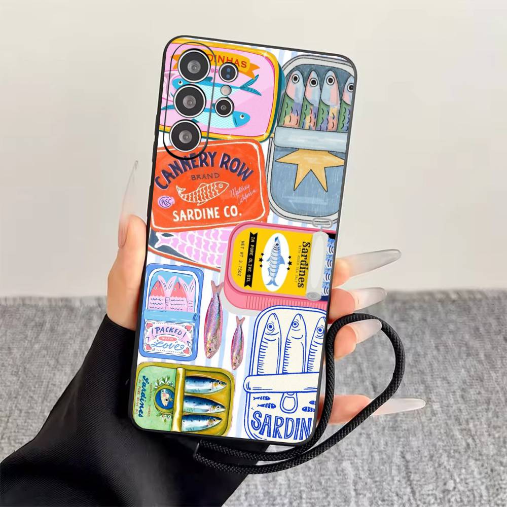

S-Sardine Phone Case Black Silicone Soft For Samsung S25,S24,S21,S22,S23,S30,Ultra,S20,Plus,Fe,Lite Samsung S20plus5G