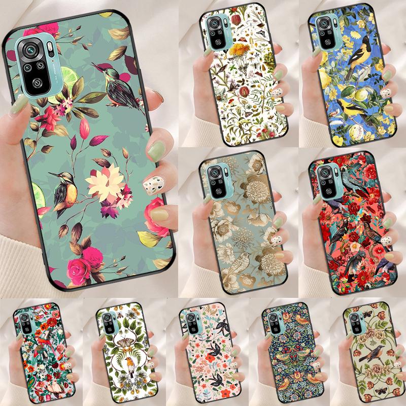 Garden Birds Cover For Xiaomi Redmi Note 13 14 Pro 12 11 9 10 9S 10S 11S 12S Redmi 14C 10C 12C 13C Case