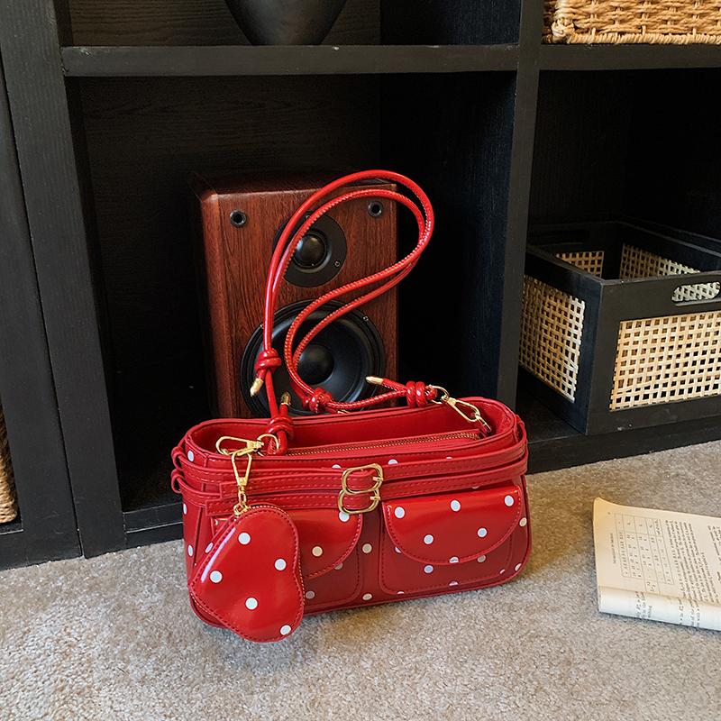 2026 Spring & Summer New Retro Dots Glossy PU Square Shoulder Bags Exquisite Hot Trendy Stylish Design Crossbody Bags for Women