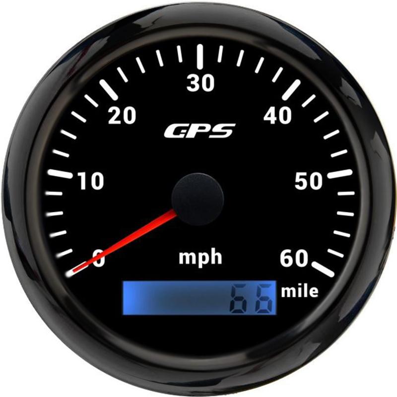 ELING 85mm (3 3/8'') Speedometer GPS 30 60 120 200 Km/h MPH 80 160 MPH Odometer with 7 Colors Backlight for Motorcycle Yacht