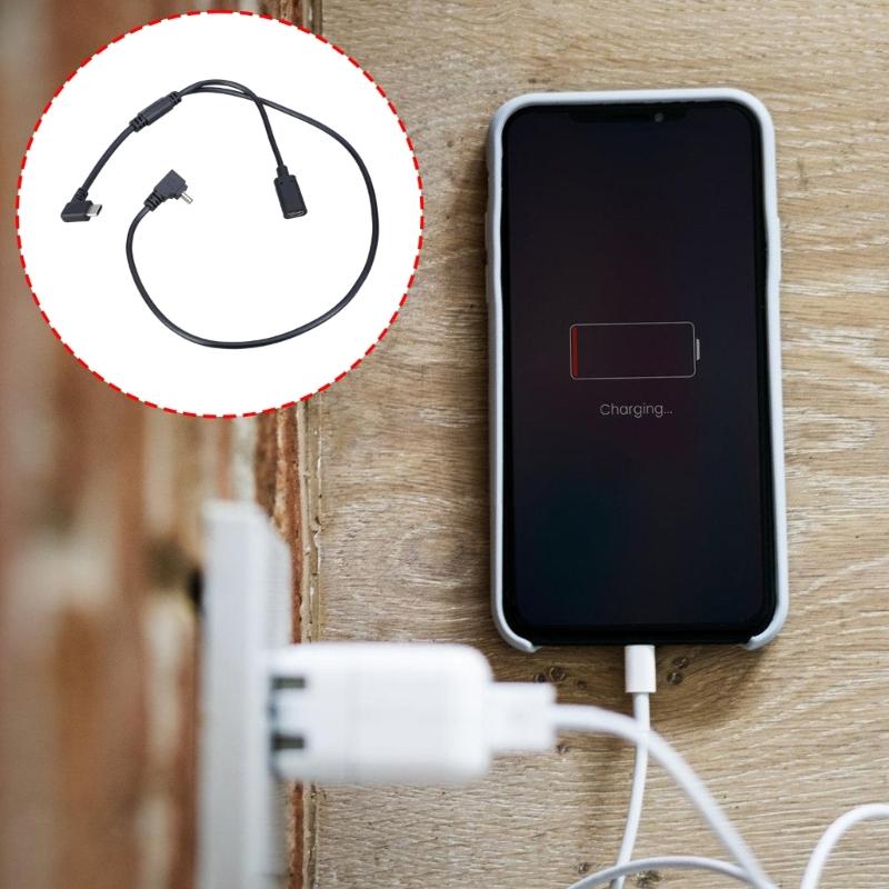 Multipurpose USB C Male To Small USB Male Cable with Dedicated 5V Charging Interfaces Plastic Texture for Mobile Devices