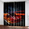 3D Luxury Sports Car Series Living Room Bedroom Home Decoration Sunshade Curtains 2 Panels of Hook Punch