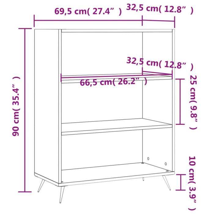 VidaXL Bibliothèque gris béton 69,5x32,5x90 cm bois d'ingénierie 828336