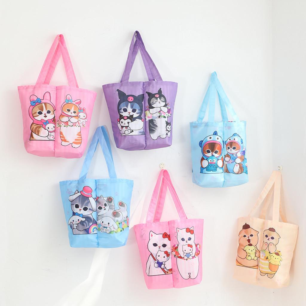 Mofusand Foldable Cute Double Cup Tote Bag For Casual Use And Storage