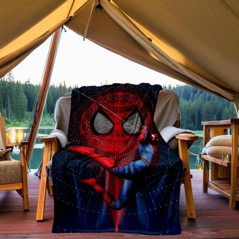 Spider-Man Web Outdoor Flannel Throw Blanket - HD Printed Lightweight Soft Warm All-Season Blanket for Sofa, Bed, Travel, Camping 1203044