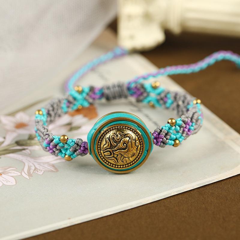 Dunhuang color niche design Nepalese bracelet Tibetan women's retro handwoven hand rope literary accessories
