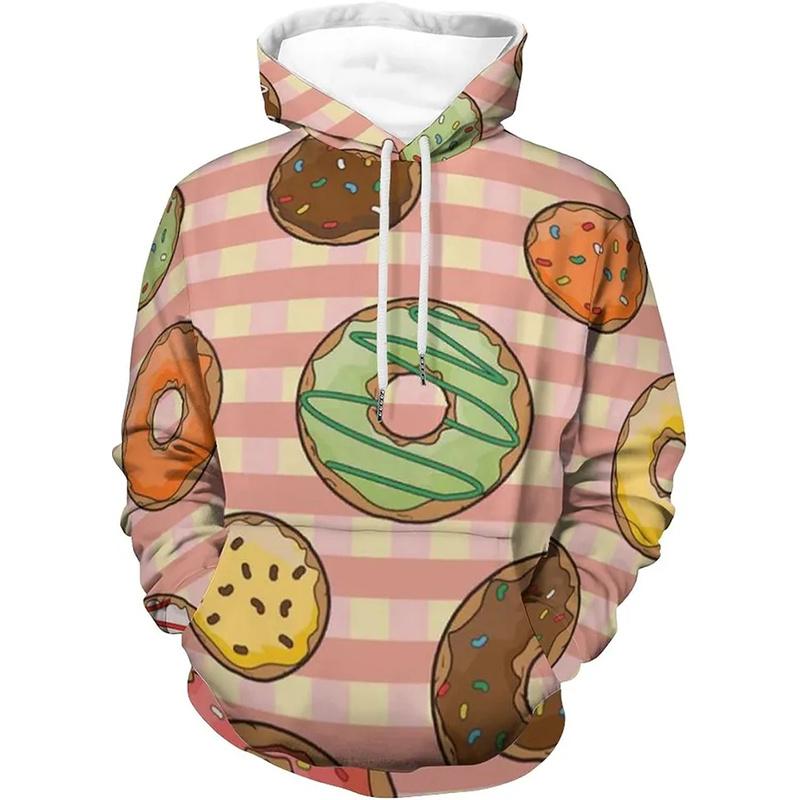 2024 Fashion New Autumn Donut 3D Printed Hooded Sweatshirt men's Casual Loose Fitting Pullover Sportswear Sweatshirt For Men