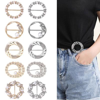4Pcs Multifunctional T-Shirt Clip Brooch Waist Buckle Scarf Ring Scarf Buckle Shawl Buckle