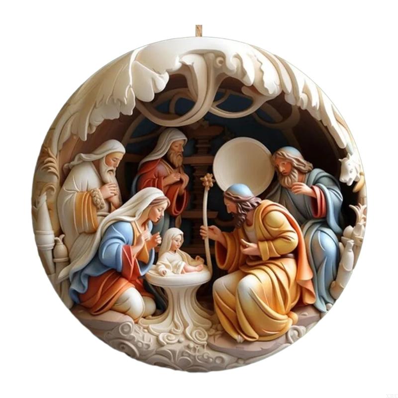 Nativity Scene Hanging Ornaments Christmas Decoration Wall Hanging Pendants X3UC