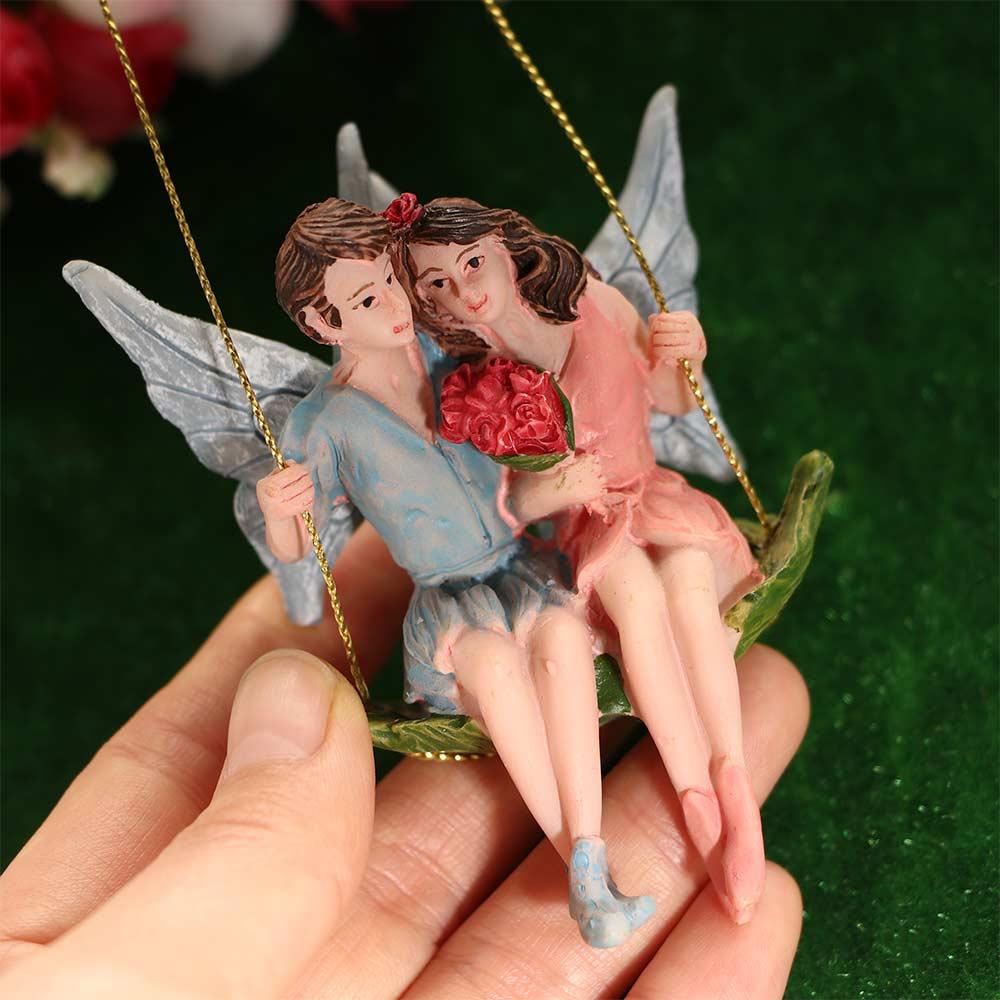 Garden Micro Landscape Scene Decoration Micro Landscape Resin Craft Flower Fairy Couple Figurines