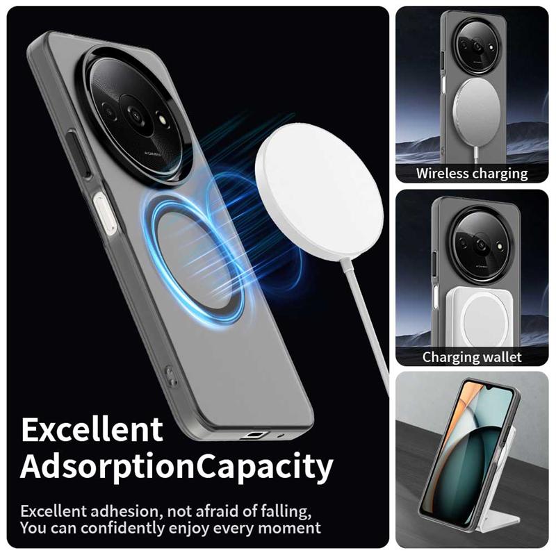 Transparent Case For Xiaomi Poco C61 Case For Poco C61 Magnetic Adsorption Wireless Charge Cover For Poco C61 Case 6.71 inch