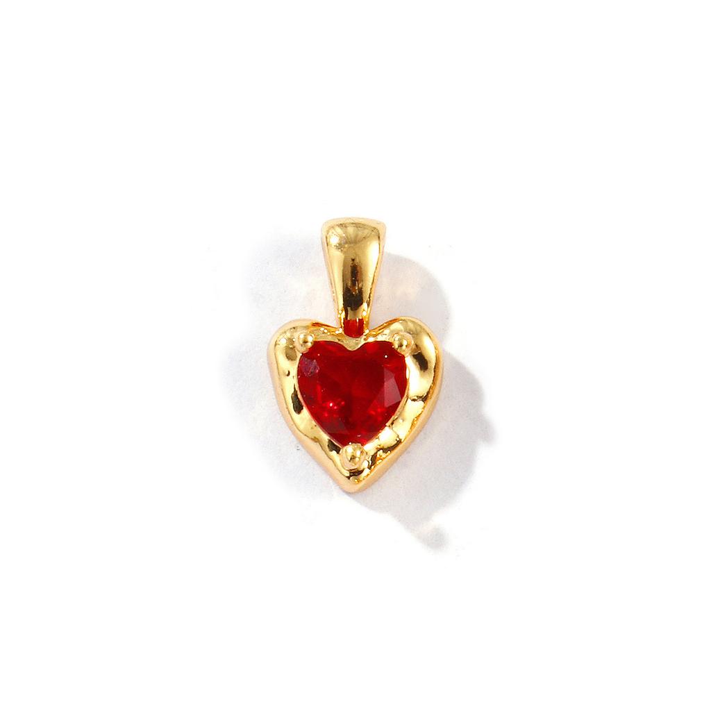 2 PCs Heart Brass & Rhinestone Birthstone Charms 18K Gold Plated Pendants For DIY Necklace Earrings Jewelry Making 12.5mm x 8mm
