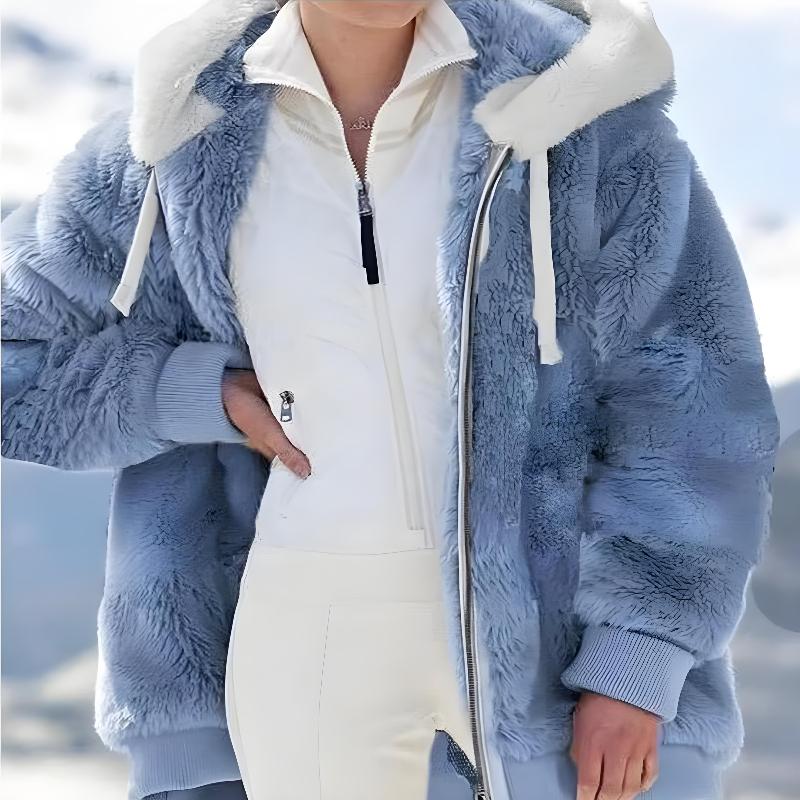 Loose Plush Zipper Hooded Jacket