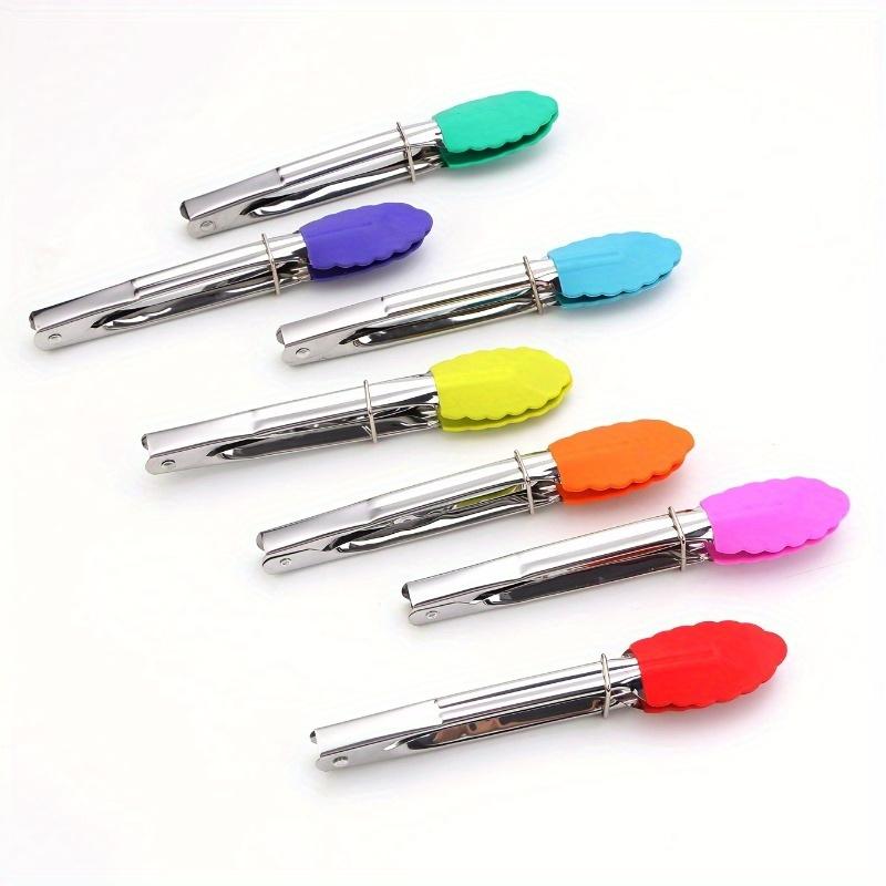 1pc Stainless Steel Kitchen Tongs, Multicolor Cake Sandwich Bread Food Tongs, Steak Salad Fruit Clips, Tools For Milk Tea Coffee