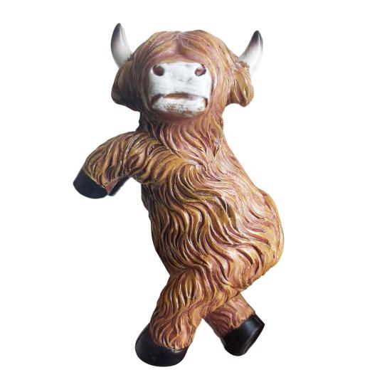 Highland Cow Statue Resin Small Cow Planter Pot Hanger Climbing Animal Flower Pot Hugger for Garden Patio Fence Lawn Yard Plant Pot Decor