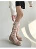 Korean Style Lace-Up Bow Knit Leg Warmers for Girls