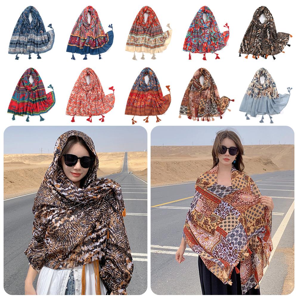 Big Size Tassel Shawl Breathable Muslim Headband Casual Beach Long Scarf  For Woman Fashion