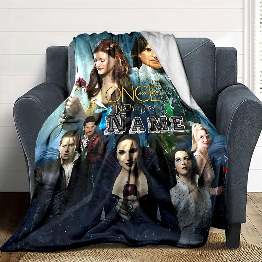 Once Upon A Time Beauty Beast Rose Castle Characters Four Seasons Blanket Customized With Your Name Lightweight And Warm Perfect Gift For Home Office