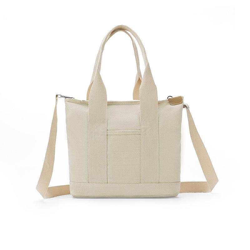16oz Japanese-Korean Style Women's Tote: Single Shoulder, Crossbody, Large Capacity, Simple Canvas Handbag