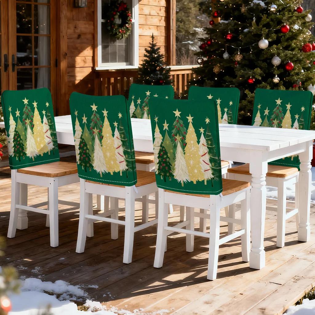2/4/6pcs/set 45x55cm Green Christmas Tree Chair Cover Table Decoration Dining Seat Chair Covers Dining Room Bar Party Banquate
