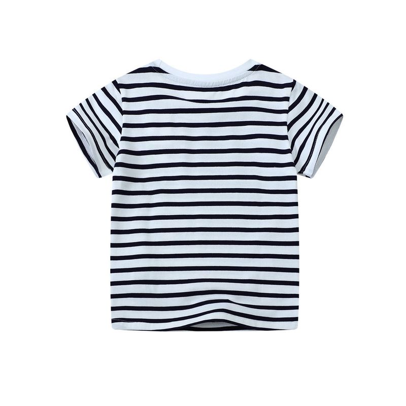 New Arrival Boys' Stripes Crab Short-Sleeved T-shirt Small and Medium Children's Tops Children's Summer Clothing Baby Cotton T-shirt Base 8