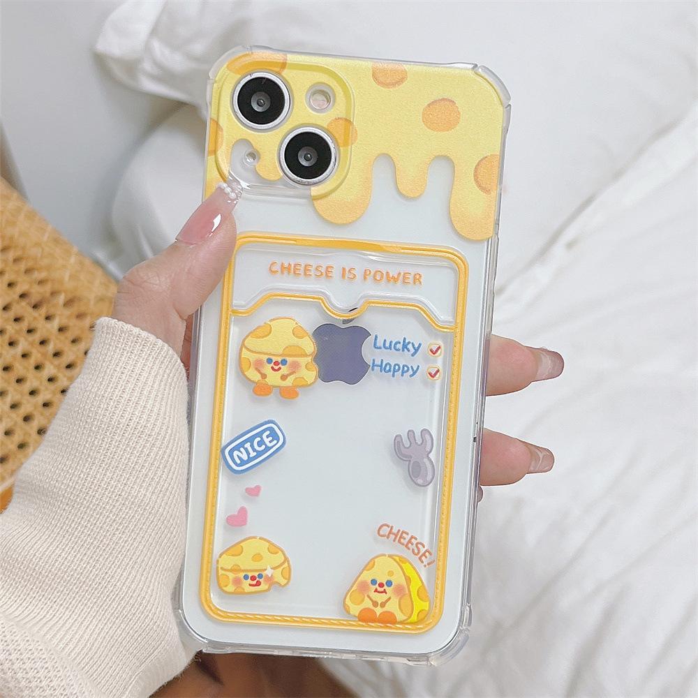 Adorable Cheese Expression Phone Case for iPhone 11/12, XR/XS Max - Card Holder