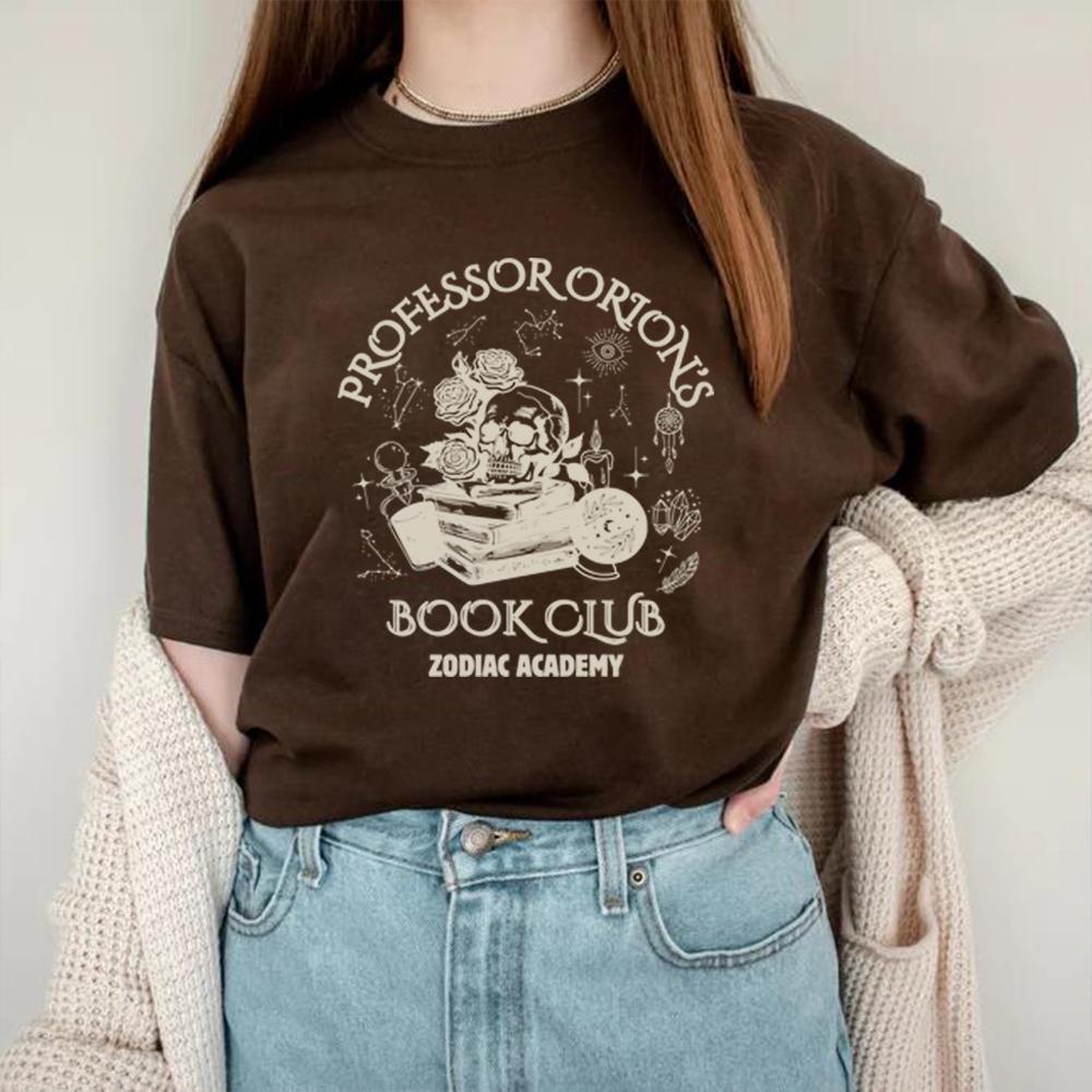 Zodiac Academy T-Shirt Professor Orions Buchclub Shirt Geschenk für Buchliebhaber Fantasy-Leser Bücherwurm Rundhals-T-Shirt Geschenk für Sie