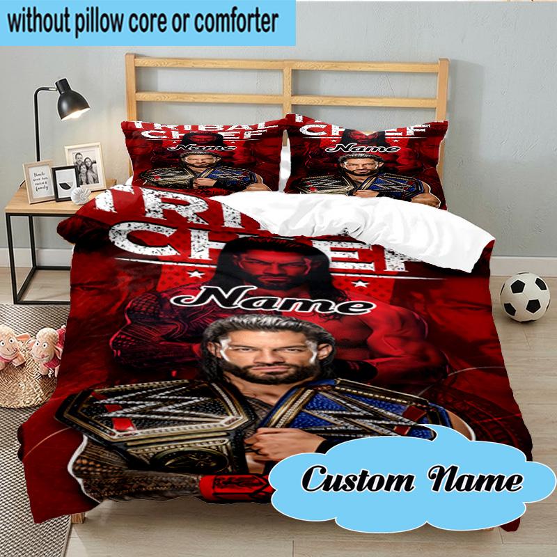 Custom Name 3PCS Champion Rhea Wrestling Bedding Set, Including 1pc Duvet Cover And 2pcs Pillowcases, Suitable for Dorms and Bedrooms Gift