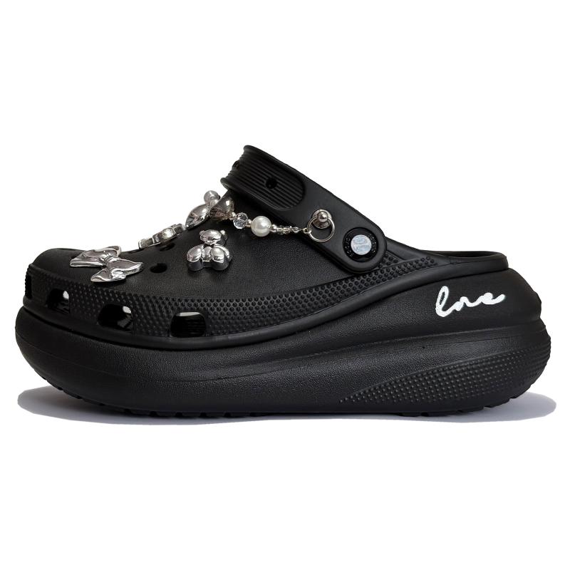 

Crocs Classic Crush Moon Mail Dark Forest EVA Easy Graffiti Decorative Buckle Hole Shoes Unisex Black 38-39 чёрный