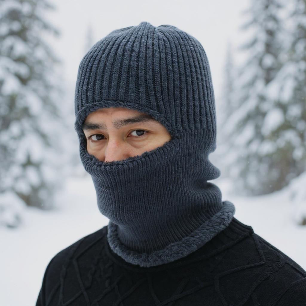 Samt, Verdickt, Winddichte Mütze, Thermomütze, Ohrenschutzmütze, Fahrradmütze, Overall, Strickmütze, Überziehmütze, Mütze mit Maske