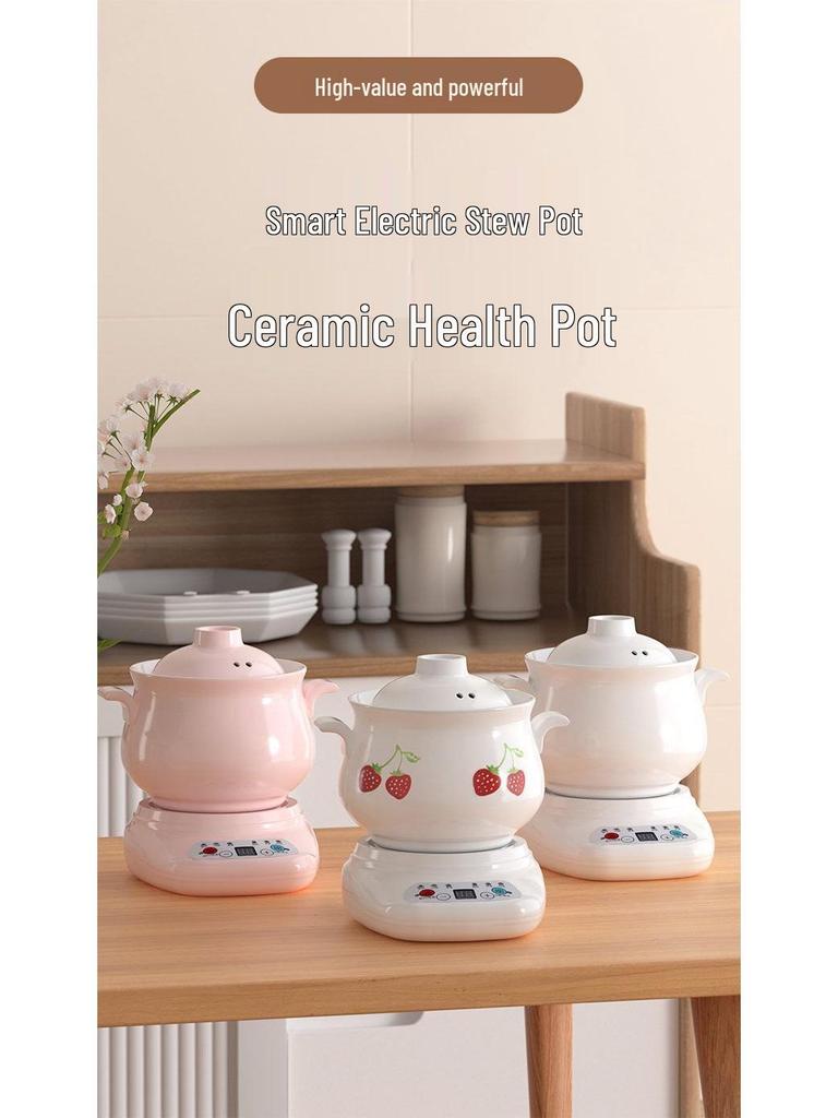 Smart Electric Ceramic Stew Pot: Automatic, Multi-Functional for Porridge, Soup, and Stew with Detachable Health Preservation