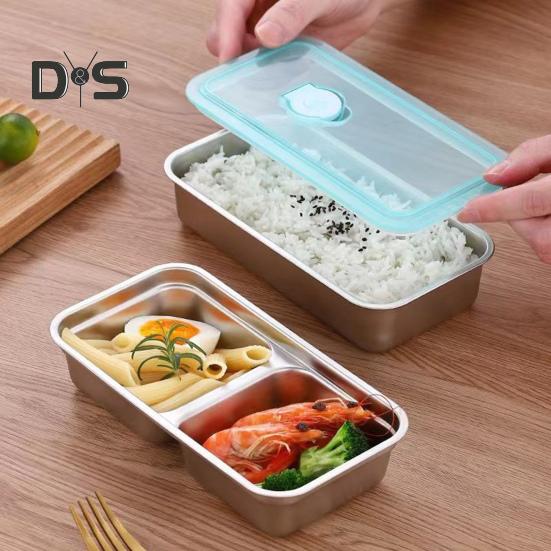 1/2-teilige Snackbox mit Doppelfach, Edelstahlbehälter, auslaufsicheres Design, spülmaschinenfest, Saucen-Dressing-Box