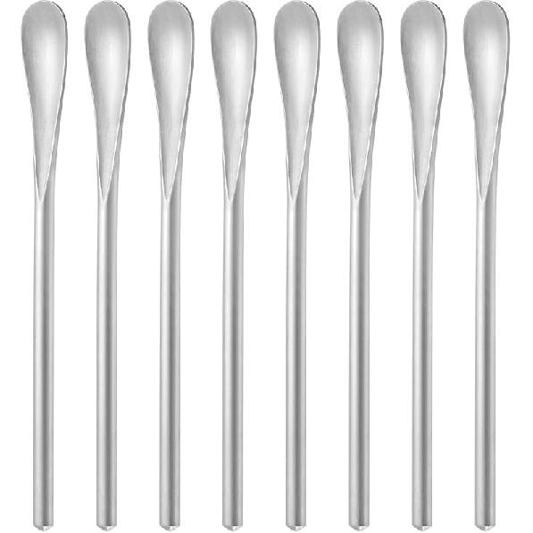 5Inch/12.8cm Coffee Stirrers Spoon,Silver Stainless Steel 304# Coffee Stir Sticks,Round Solid Handle Cocktail Beverage Iced Tea Stirring Stick,Drink