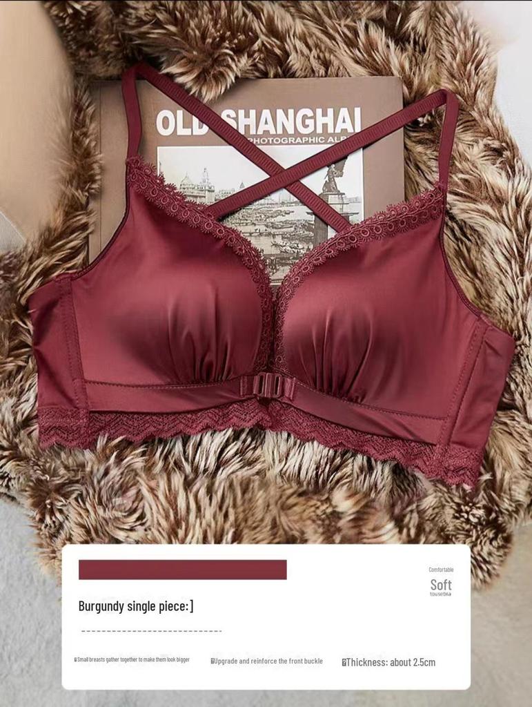 Front Buckle Bra Set for Women with Small Breasts: Lift and Enhance, No Steel Ring, Beautiful Back Design