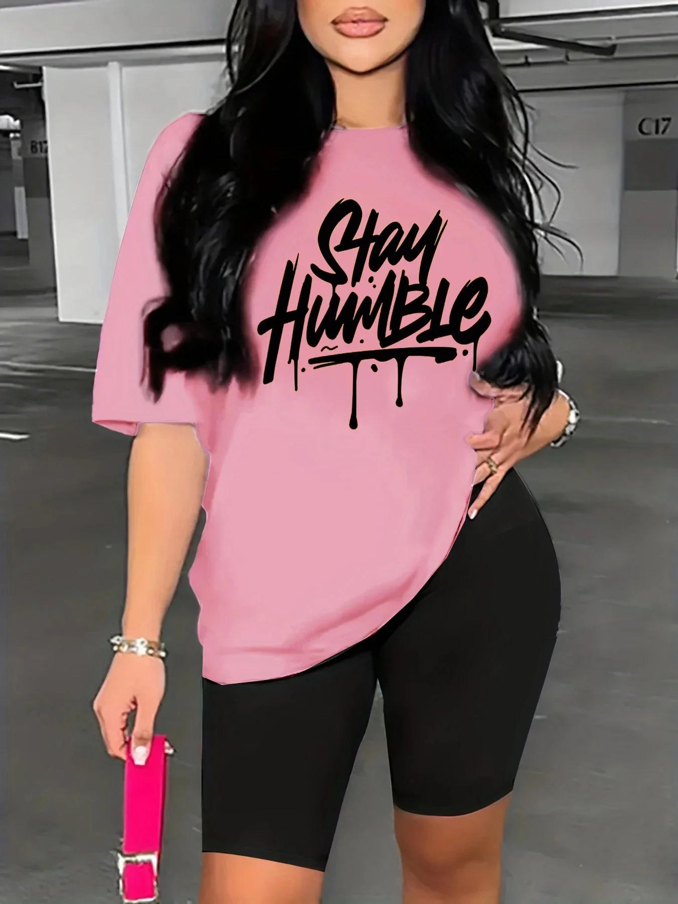 

2026 Summer Womens Letter Print Casual Neck Short Sleeved Female Tshirt Tops Tees Women 90s Black Tshirts Tops S