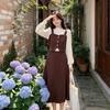Spring and Autumn Age Reduction Long Sleeve Skirt Splicing Top Half Skirt Fake Two-piece Dress