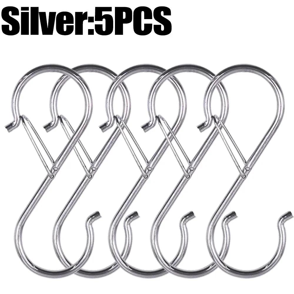 S-Shape Hook Stainless Steel Clothes Bags Towels Hanging Rack Multi-function Kitchen Bedroom S Hooks Home Storage Organizer