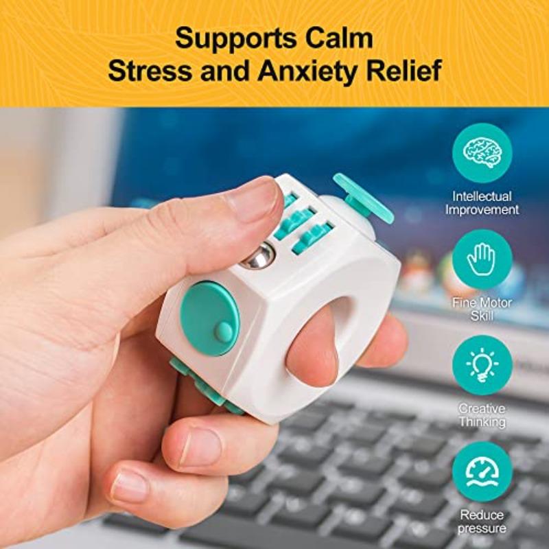 6 Sided Finger Spinning Ring Cube Toy Relieve Stress Roller Sensory Toy For Adults&Kids Add Adhd And Improve Focus