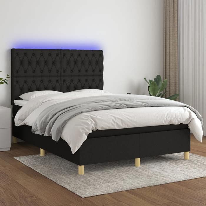 VidaXL Slatted Bed Base with Mattress and LED, Upholstered Bed, Double Bed, Adult Bed for Interior Bedroom, 3135671