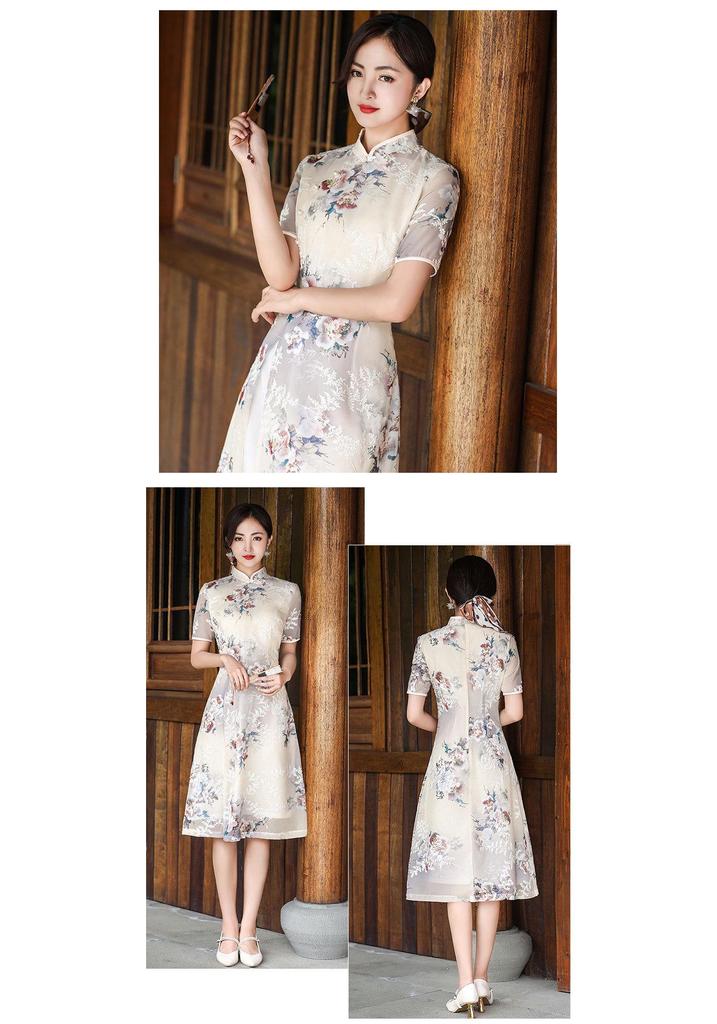 2023 Elegant Embroidered Cheongsam Dress for Women: New Style, Gentle & Youthful, Perfect for Mother's Wear