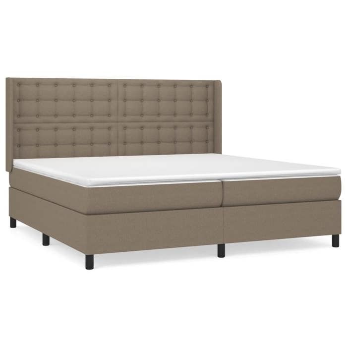 Maison Exclusive - Bed Slat Base with Taupe Mattress 200x200 Cm Fabric