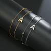 Teamer Initial Name A-Z Letter Double Chains with Bead Bracelet Women Fashion Alphabet Stainless Steel Jewelry Gift Wholesale