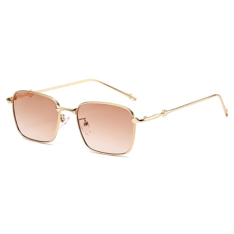

Sophisticated Mature Style Metal Thin Frame Sunglasses, Square Design & Face Slimming For Trendy Versatile Style 2184 коричневый