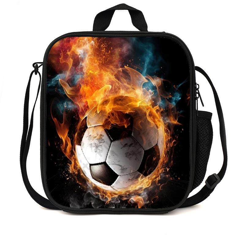 Football Basketball Pattern Children'S Lunch Bag Elementary School Lunch Box Bag Fashion Trend Boys' Lunch Bag