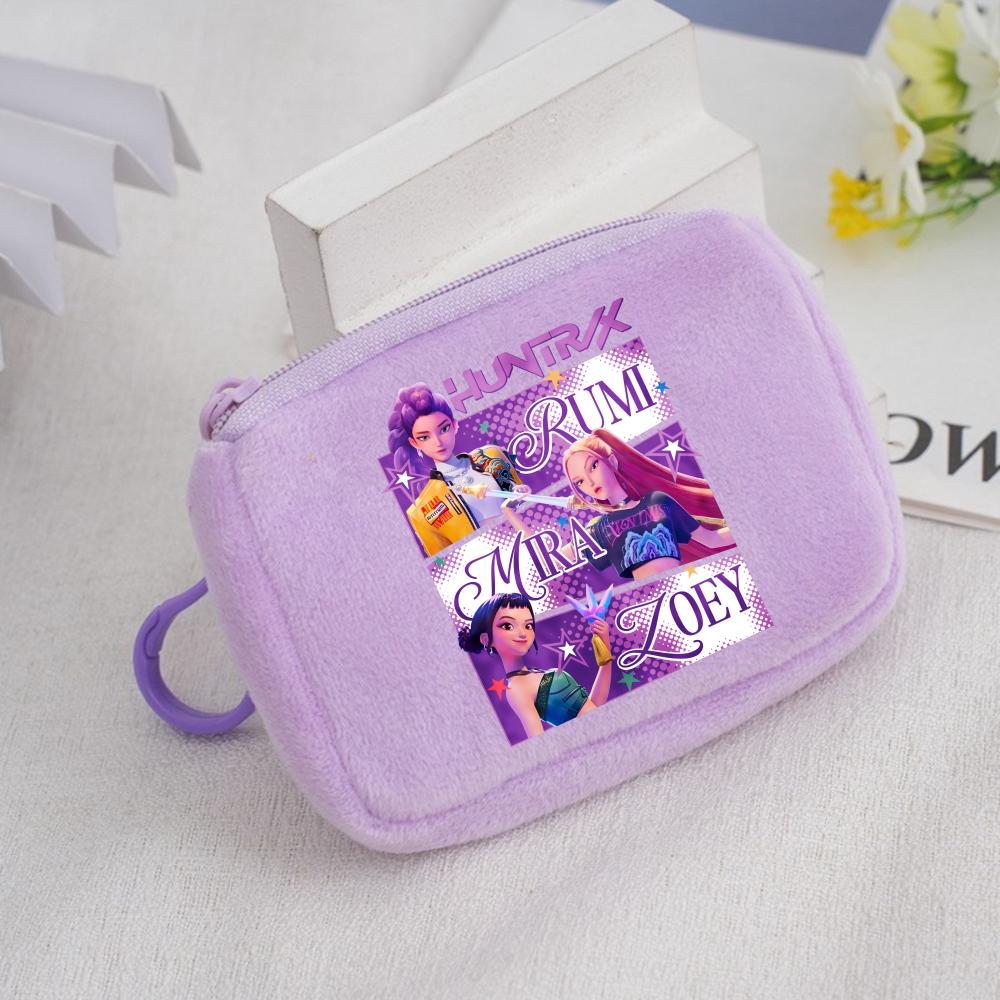 

KPop Demon Hunters Kids Plush Coin Purse Adorable Anime Mini Wallet Card Holder Storage Bag Portable Long-Lasting Girls Cartoon Present