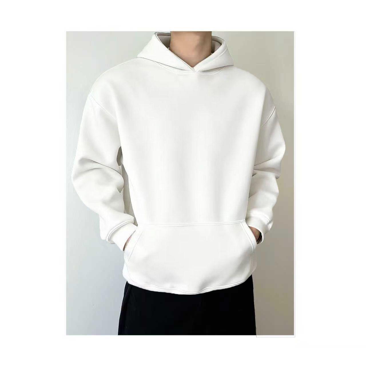 

New Arrival Unisex Thick Fleece-Lined American Style Hoodie - Solid Color, Loose Fit for Autumn/Winter 4XL