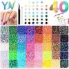 40 Colors 3mm Resin Rhinestones Flat Back Gems for Crafts Bedazzler Kit Nail Art Face Makeup Roller DIY Jewelry Making Supplies