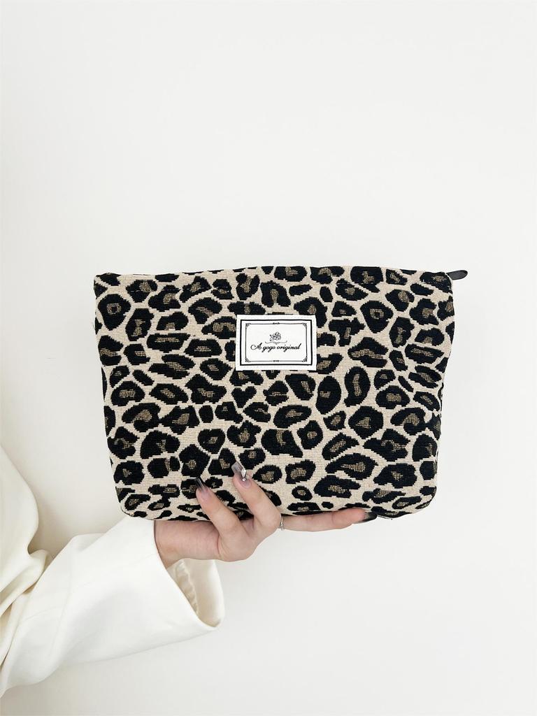 Leopard Print Travel Makeup Bag - Thick, Convenient, Handheld Toiletry Storage
